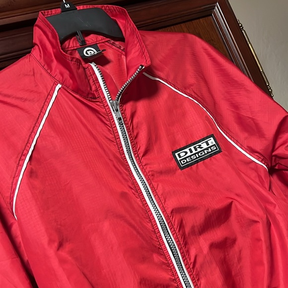 Dirt Designs Red Zip Up Front Mesh Back Windbreaker Lightweight Race Jacket! - Picture 3 of 8